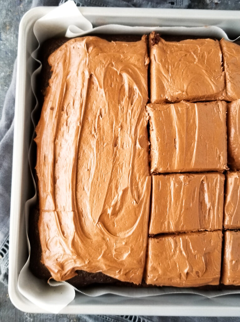 chocolate sheet cake with chocolate frosting