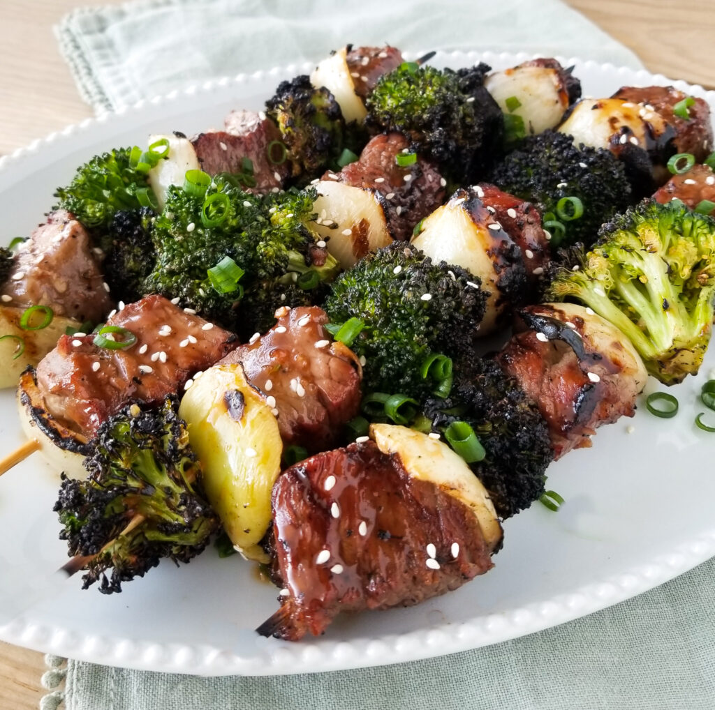 beef and broccoli skewers