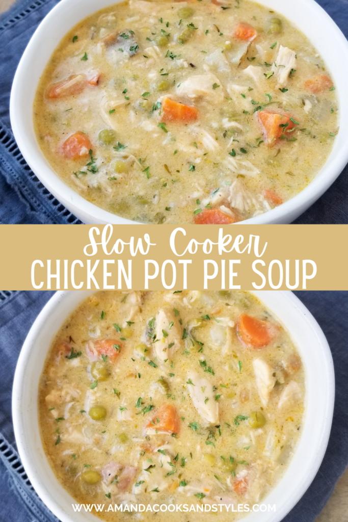long image chicken pot pie soup in bowl