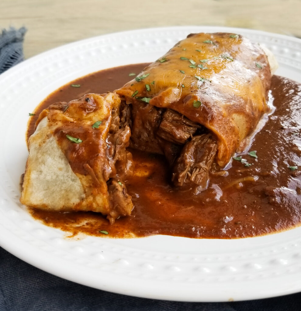 Chile beef colorado burrito