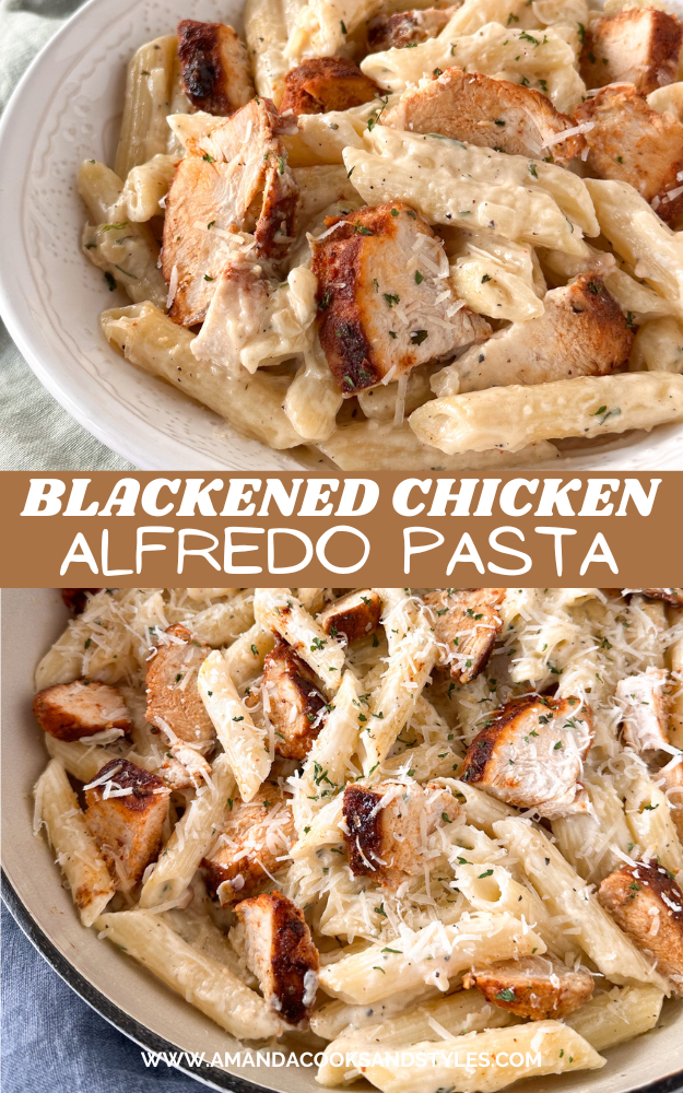 pinterest image blackened chicken Alfredo