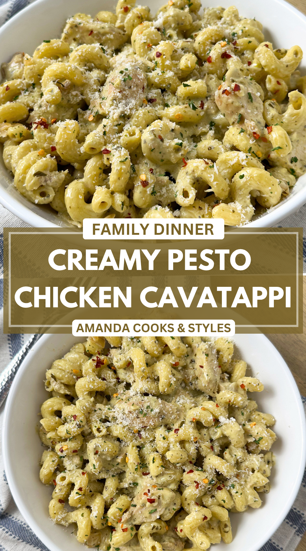 creamy pesto chicken cavatappi