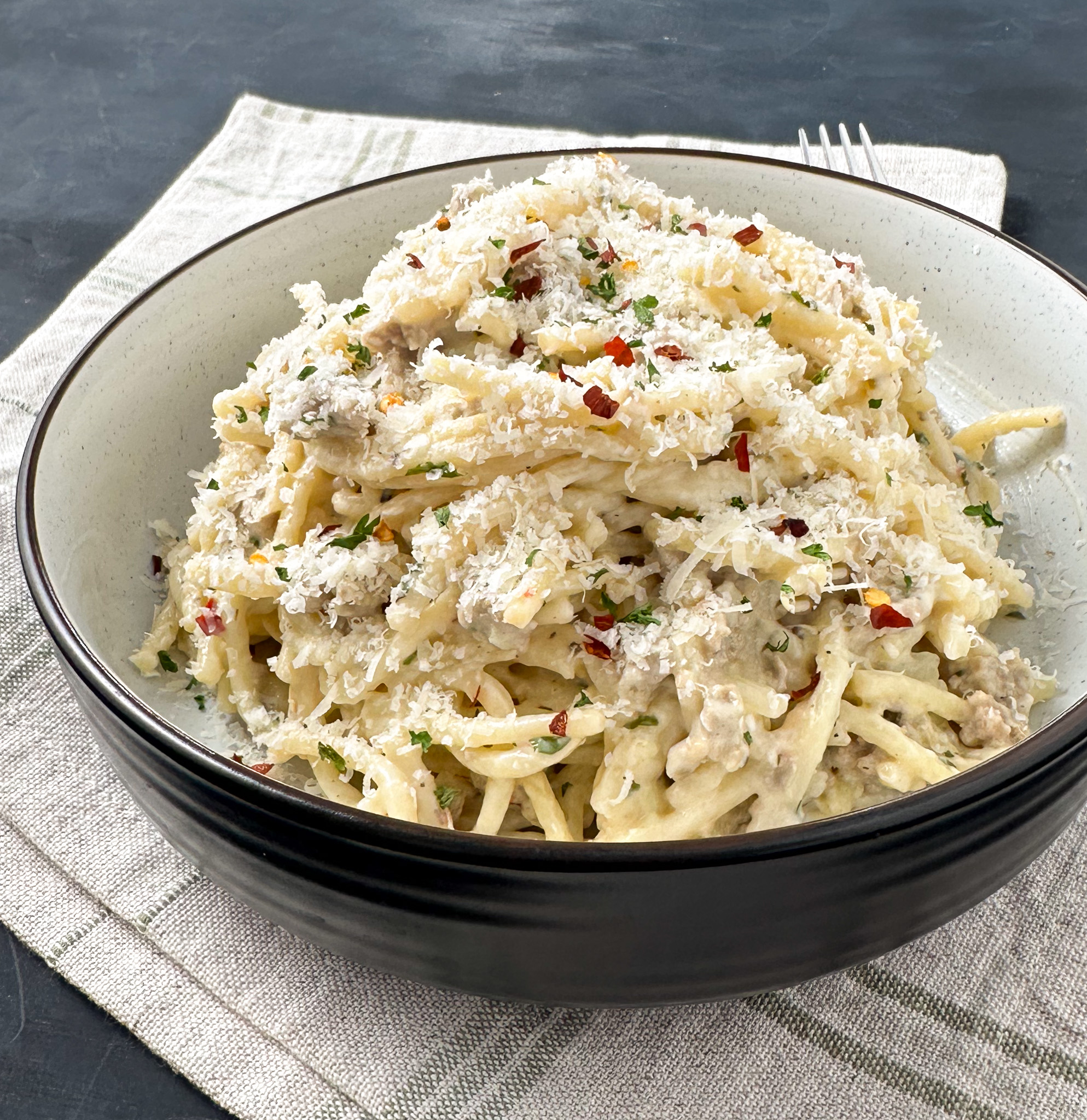 creamy parmesan turkey spaghetti