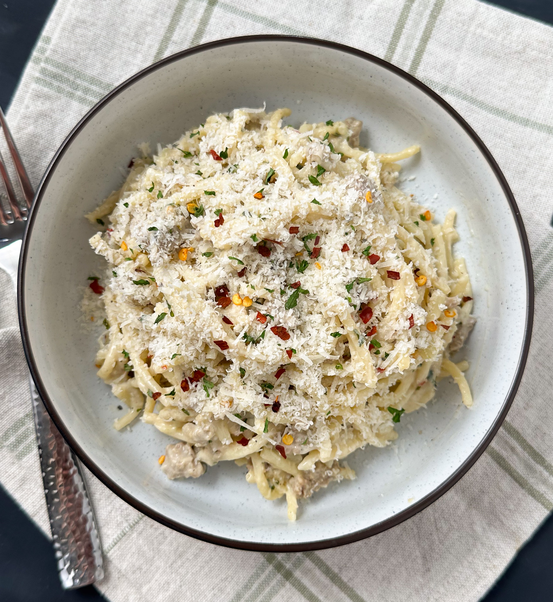 creamy parmesan turkey spaghetti