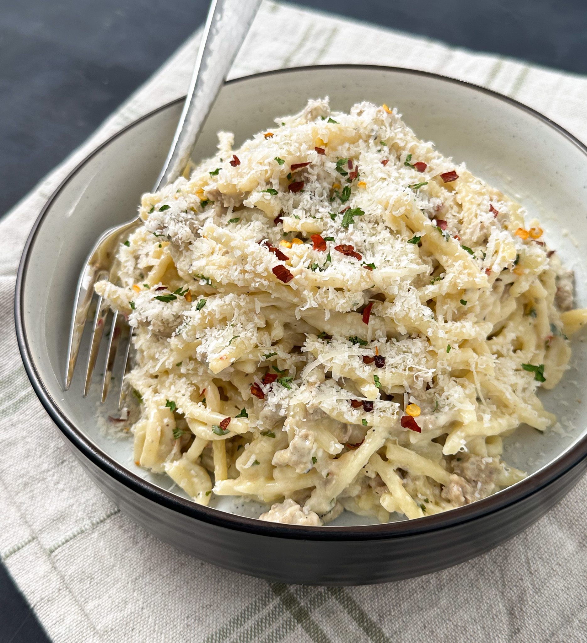 creamy turkey spaghetti